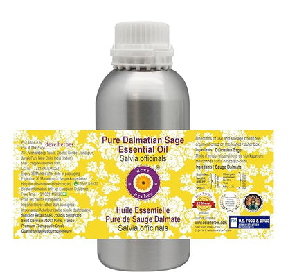 Deve Herbes Pure Dalmatian Sage Essential Oil (Salvia officinals) Steam Distilled 630ml (21 oz)