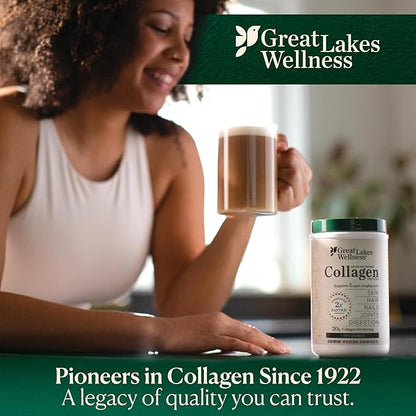 Great Lakes Wellness Collagen Peptides Powder – Supports Skin, Hair, Nails, Joints & Digestion – Hydrolyzed, Quick Dissolve, Non-GMO, Keto & Kosher – Pure Collagen Protein (16 oz, 22 Servings)