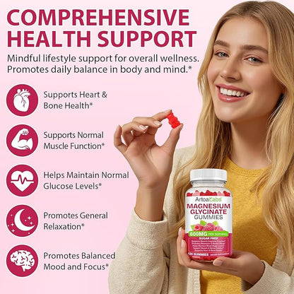 Magnesium Glycinate Gummies with L-Threonate,240 Count High Absorption Sugar Free Magnesium Potassium Supplement for Relaxation, Stress Relief, and Sleep Support for Adults & Kids