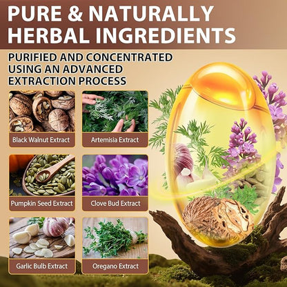 Wormwood Black Walnut Clove Cleanse for Humans – 18-in-1 Herbal Gut Health & Digestive Support Formula, 6600mg per Serving, 240 Softgels 80 Day Supply, with Pumpkin Seed, Garlic & Oregano