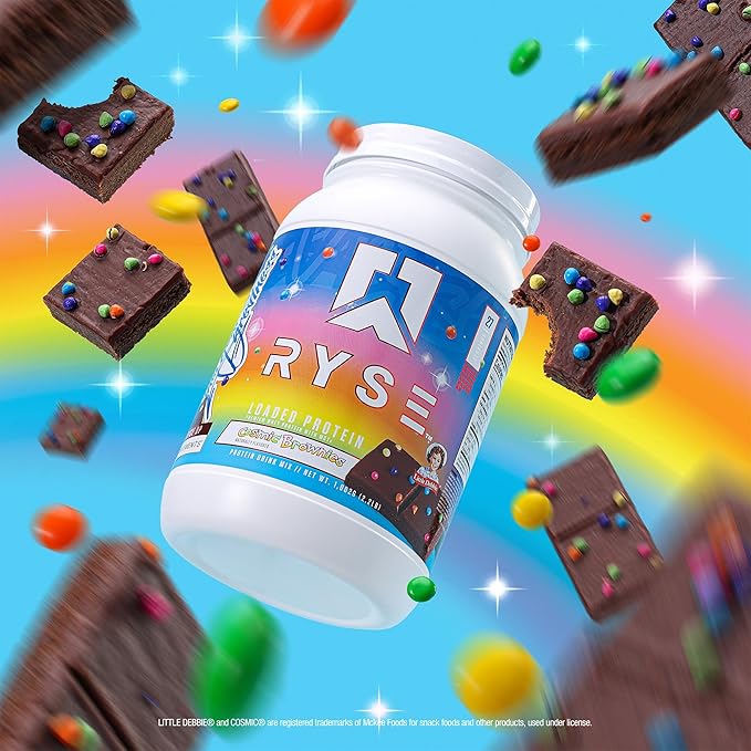 RYSE Loaded Protein Powder - Little Debbie Cosmic Brownie - 25g Whey Protein Isolate & Concentrate with Prebiotic Fiber & MCTs - Low Carb, Low Sugar, Digestive-Friendly - 20 Servings / 1.5 lb Tub