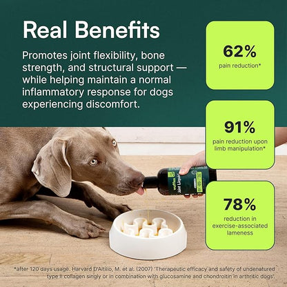 Wuffes Advanced Joint Liquid for Dogs, Hip & Joint Support Supplement with Glucosamine, Chondroitin, UC-II® Collagen, and MSM, for Small & Large Breeds, 16 Oz