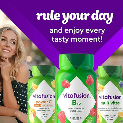 Vitafusion B12 Gummy Vitamins, Delicious Raspberry Flavor, 60ct (30 Day Supply)