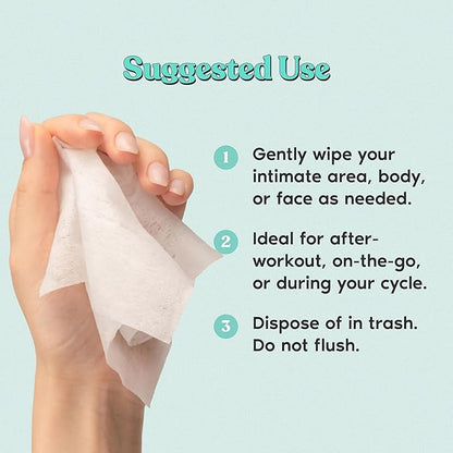 Her Fantasy Box | Everywhere Wipes – 100% Organic Cotton, Gentle & Refreshing, pH-Balanced, Fragrance-Free, Plant-Powered for Body, Face & Intimate Areas, Ideal for Sensitive Skin - 8 Pack, 120 Wipes
