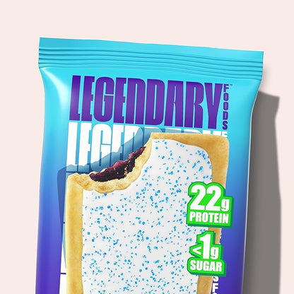 Legendary Foods 22g Protein Pastry 0g Added Sugar, Low Carb, Gluten Conscious, Keto Snack, Ideal for Glucose Management, Includes Whey Protein Isolate, 8 Pack Frosted Blueberry