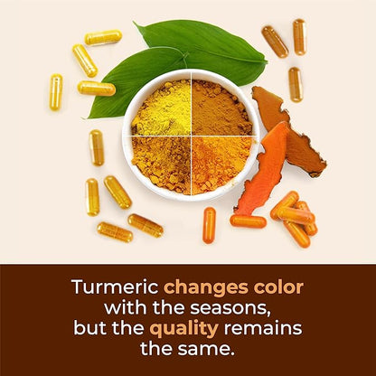 Turmeric Curcumin Supplement with Black Pepper Extract - High Potency Organic Turmeric 1400mg & 95% Curcuminoids for Joint & Digestive Health - Joint Support Supplement - 60 Vegan Curcuma Capsules