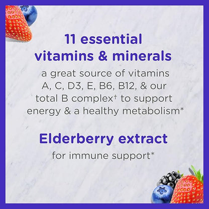Zarbee’s Complete Kids Multivitamin Gummies + Immune Support, Berry Flavor, Honey-Sweetened, Gluten-Free & Gelatin-Free, Vitamins A, C, D3, E, B6, B12, Folic Acid & B-Complex, 70 Count