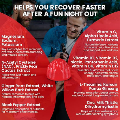 Sneaky Booze Happy Hour Aid Gummies Supplement Pre Game Party Hydration Electrolytes Alcohol DHM Milk Thistle After Drinking Gummy Weekend Recovery Vitamins Formula Better Mornings Support 90 Count