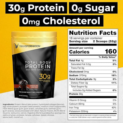 Transformation Protein Super Blend | Egg White, Collagen Peptides, and Plant Protein | 15 Billion CFU Probiotics | Digestive Enzymes | MCT Oil | BCAAs | Low Carb Shake for Men & Women | Chocolate