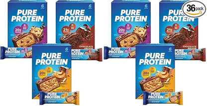 Pure Protein Bars,High Protein,Nutritious Snacks to Support Energy,Low Sugar,Gluten Free,Variety Pack,1.76oz,18 Count (Pack of 2)