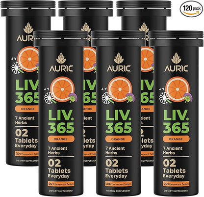 Auric Herbal Liver Support Supplement | Milk Thistle (Silymarin), Turmeric, Garlic, Ginger for Liver Health Advanced Detox & Cleansing Formula for Active Liver | 120 Tablets | Plant Based Gluten-Free