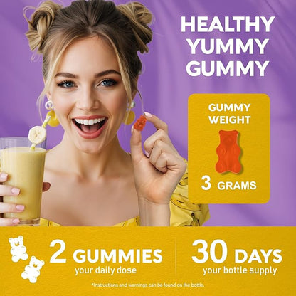 Probiotic Gummies 10B CFU with Prebiotic Fiber - Digestion & Immune Support - Debloat, Stomach & Gut Comfort - Probiotics for Women & Men - Natural Berry Flavor - Vegan & Sugar-free - 60 Gummies
