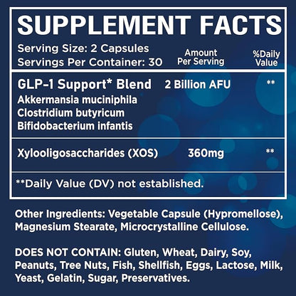 GLP-1 Support Weight Loss Support Probiotic Prebiotics Capsule Supplement - Akkermansia XOS Clostridium Bifidobacterium - GLP1 Support Gut Abdominal Digestive Support for Men Women
