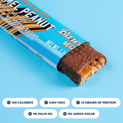Barebells Vegan Protein Bars Peanut Caramel, Plant Based with High Protein - Chocolate Protein Bars - Perfect on The Go Protein Snack & Breakfast Bars 12 Count (Pack of 2)