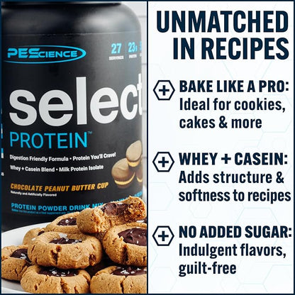 PEScience Select Protein Powder, Whey and Casein Blend, Lean Protein Powder for Women and Men, Low Calorie, Low Carb, Keto Friendly, Gluten Free, Peanut Butter Cookie - 5 Servings