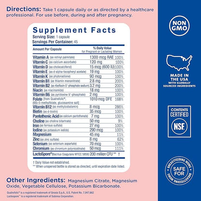 Mommy's Bliss Prenatal Multivitamin with Iron and Folic Acid, Supports Baby Development + Mom Immune System & Energy Levels w/B Vitamins & Probiotics, Vegan & Gluten Free (45 Servings),(Pack of 2)