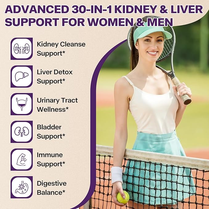 30-in-1 Kidney and Liver Cleanse Detox & Repair Drops with Cranberry Extract, Milk Thistle & Chanca Piedra, Vegan Kidney Support Supplement for Urinary Tract & Liver Support | Blueberry Flavor, 2P