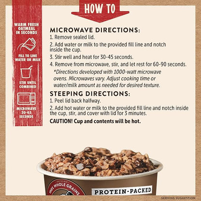 Kodiak Cakes Instant Protein Chocolate Chip Oatmeal in a Cup, 2.12oz (Pack of 12)