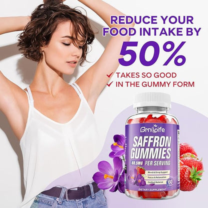 2 Pack Saffron Gummies for Kids & Adults, 10-in-1 Cortisol Supplement with Saffron 88.5mg, Vitamin D3, B6, Magnesium, Zinc, Ashwagandha, L-Theanine, St. John's Wort, for Emotions, Zzz, 120 Count