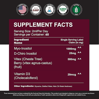 Myo-Inositol & D-Chiro Inositol Supplement for Women - Hormone Balance & Ovarian Support for Women - Ideal 40:1 Ratio, Vitamin D3 + Vitex