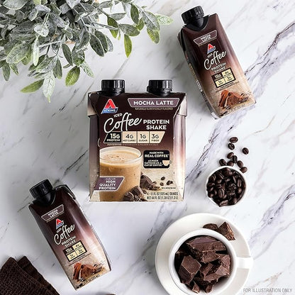 Atkins Mocha Latte Iced Coffee Protein Shake, 15g Protein, Low Glycemic, 4g Net Carb, 1g Sugar, Keto Friendly (Pack of 24)