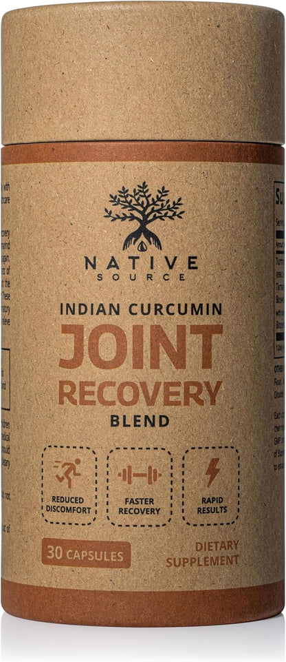 Indian Curcumin: Joint Recovery | Turmeric, Tamarind Seeds, Boswellia and Black Pepper Extracts | Biodegradable BPA-Free Bottle | 30 Capsules | MAHA | Dietary Supplement