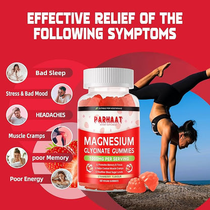 Magnesium Glycinate Gummies - Sugar Free Magnesium Potassium Supplement with Vitamin D, B6, CoQ10 for Calm Mood & Sleep Support - 120 Strawberry Chews