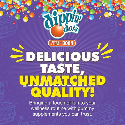 Dippin' Dots - Multivitamin Gummies for Kids Rainbow Fruit Flavor Complete Multivitamin Chewy Gummies Vitamin A, B, C, D3, E, B6, Zinc - 60 Count