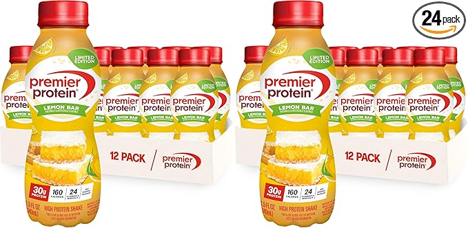 Premier Protein Shake,Limited Edition,Lemon Bar,30g Protein,1g Sugar,24 Vitamins & Minerals,11.5 oz,(Pack of 24)