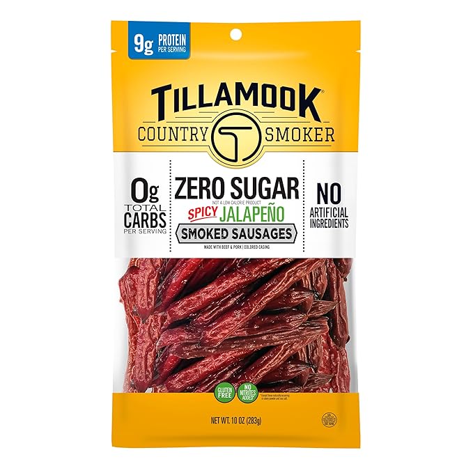 Tillamook Country Smoker Keto Friendly Zero Sugar Smoked Sausages, Spicy Jalapeño, 10 Ounce
