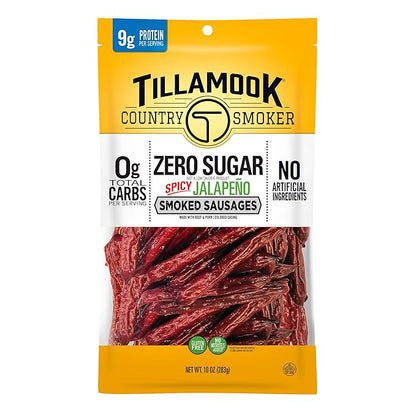 Tillamook Country Smoker Keto Friendly Zero Sugar Smoked Sausages, Spicy Jalapeño, 10 Ounce