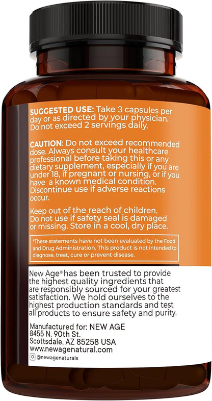 NEW AGE Turmeric Curcumin Capsules - Standardized Curcuminoids - Non-GMO, Gluten Free -270 Count (Pack of 3)