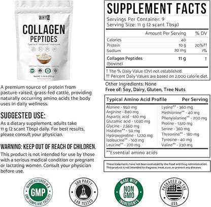 Bovine Collagen Peptides Powder Hydrolyzed Type I & III Protein, Grass-Fed Pasture-Raised Source, Unflavored Collagen Supplement Paleo-Friendly for Active Lifestyles & Wellness Non-GMO, 100g (3.5 oz)