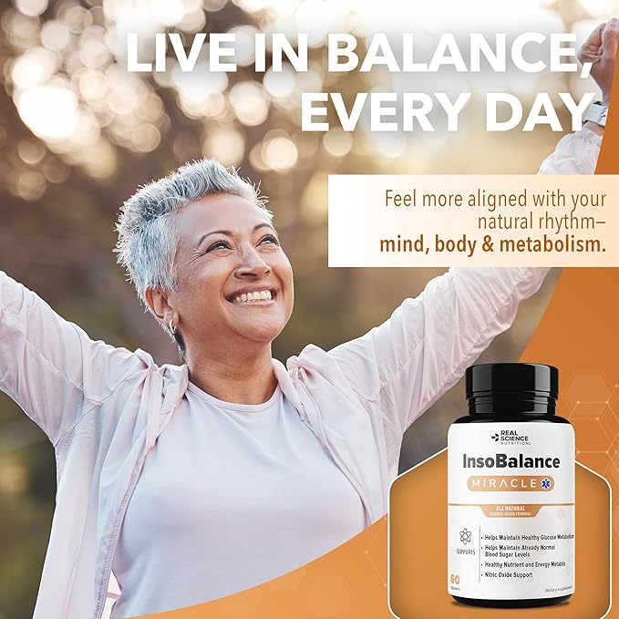 Real Science InsoBalance Miracle – Natural Supplement for Hormone Balance for Women – Supports Metabolic Wellness, Energy & Cycle Rhythm – VIT C, K & B + Nitric Oxide Support – Made in USA, 60 Caps