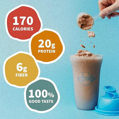 Garden of Life Creamy Plant Protein + Oat Milk Powder + Chocolate Flavor Vegan Protein Powder – Plant Based, Prebiotics & Probiotics, Gluten-Free, Non-GMO, Chocolate Brownie Flavor, 2 LBS
