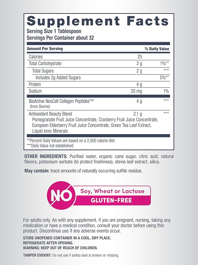 NeoCell Advanced Liquid Collagen | 4000 mg | Pomegranate and Fruit Juice Concentrates | for Women and Men | 16 fl oz