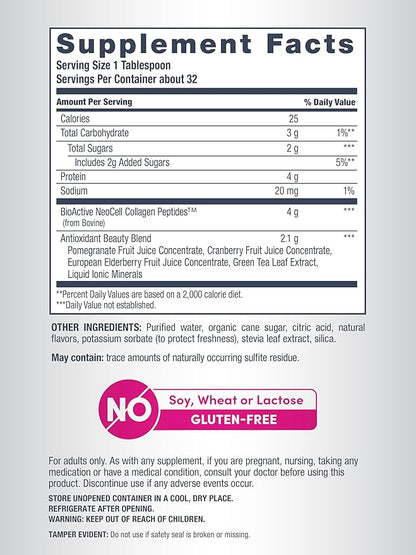 NeoCell Advanced Liquid Collagen | 4000 mg | Pomegranate and Fruit Juice Concentrates | for Women and Men | 16 fl oz