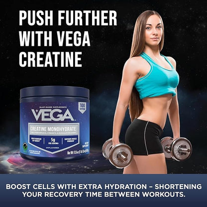Vega Micronized Creatine Monohydrate Powder, Unflavored – 5g Pure Vegan Creatine for Men & Women, Strength, Performance & Muscle Growth, 100 Servings (17.6 oz)