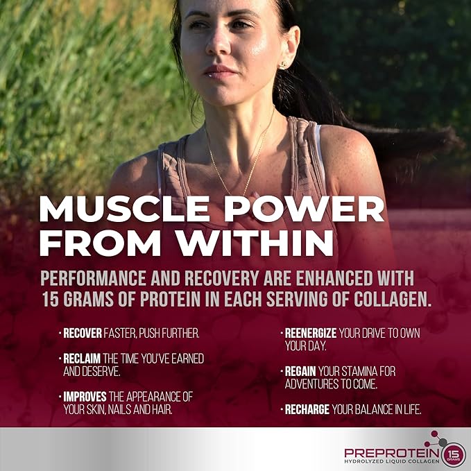 PreProtein 15 Liquid Hydrolyzed Collagen Peptides – Sugar Free Cherry Flavor Drink – 15g Protein Amino Acid Supplement for Bariatric Recovery, Joint Support & Wound Care – 16oz