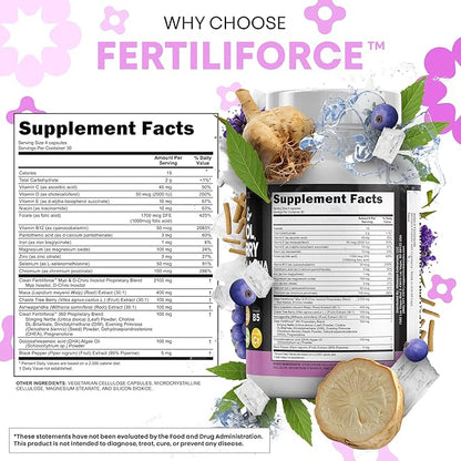 Clean Nutraceuticals Myo-Inositol & D-Chiro Inositol 2050mg Fertility Supplement 40:1 Ratio - Prenatal Vitamins for Women with Ashwagandha Maca Root Vitex Chasteberry Iron DHA Folic Acid DIM Zinc (1)