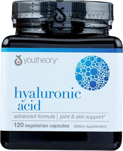 Youtheory Hyaluronic Acid Advanced Formula - Joint Support Supplement with Boswellia Extract* - Skin Health Supplement - Dairy, Soy & Gluten Free - 120 Vegetarian Capsules
