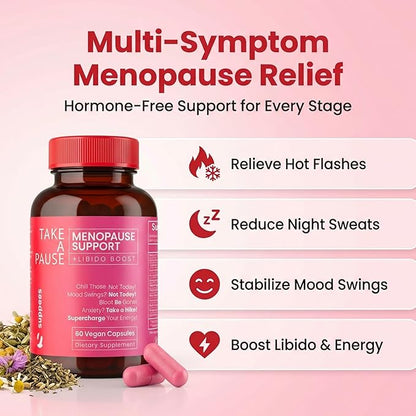 Vitex Chasteberry Supplement for Women – Non-Hormonal Menopause Support with Ashwagandha, Maca & Rhodiola – Hot Flashes, Night Sweats & Mood Support – Vegan, 60 Days Supply