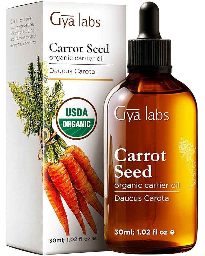 Gya Labs USDA Organic Carrot Seed Oil - 1 Fl Oz - Carrier Oil for Hair, Skin, Face, Scalp & Body Massage