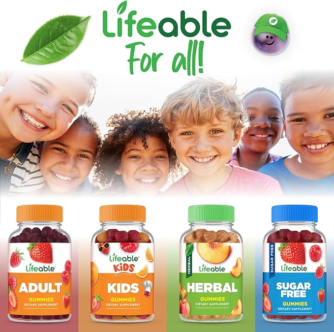 Lifeable Kids Vitamin D3 K2 Gummies | 500iu D3 and K2 100mcg | Great Tasting D3 and K2 Supplements | for Bone Health and Immunity | VIT D3 K2 for Kids | 60 Gummies