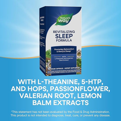 Nature's Way Revitalizing Sleep Formula, Promotes Restful Slumber*, With L-Theanine, Valerian Root Extract, and 5-HTP, 90 Capsules (Packaging May Vary)