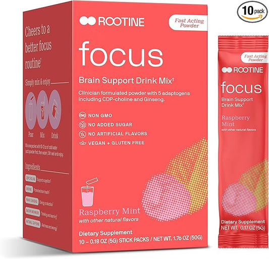 Focus All Natural Drink Mix for Brain Support, Supplements to Help Boost Energy & Mood, Adaptogenic Herbs & Antioxidants (10)