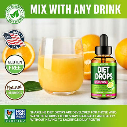 Diet Drops - Appetite Suppressant for Women & Men - Made in the USA - Natural Metabolism Booster - Diet Drops with Garcinia Cambogia, L-Arginine & L-Glutamine 2 Fl Oz