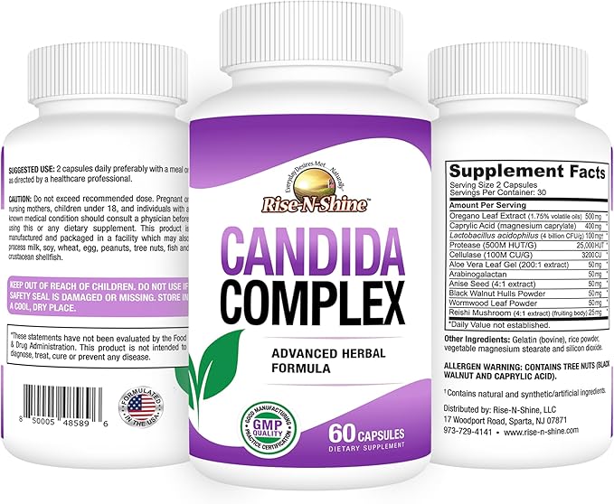 Rise-N-Shine Candida Support Supplement -60 Capsules
