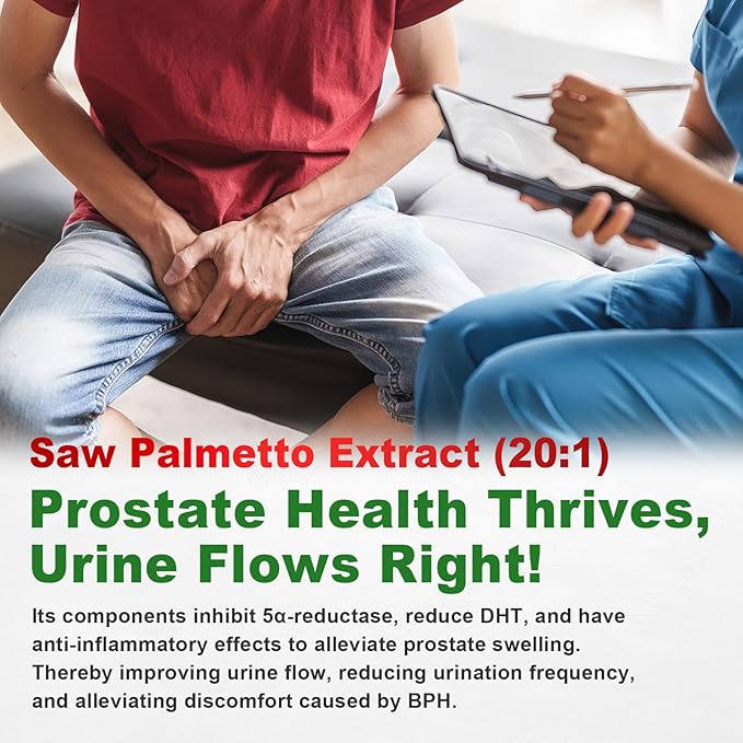 Saw Palmetto for Men Gummies, Extra Strength DHT Blocker for Men, with Pumpkin Seed Oil & Biotin, Support Prostate, Urinary Health & Hair Growth, Hormone Balance, Sugar Free, Vegan, Orange Flav, 60ct