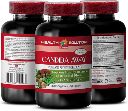 Natural immunity booster - CANDIDA AWAY PLUS - Candida formula, candida support kit, candida away extra strength, candida complex support, liver cleanse detox & repair supplement 3 Bot 180 Capsules